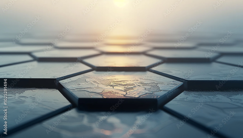 Poster minimalist 3d hexagonal tiles on a flat surface