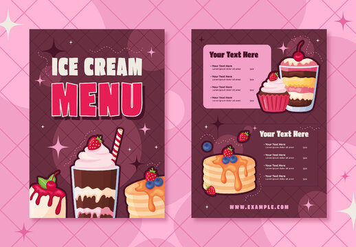Colorful Retro Ice Cream Cute Sweet Menu Layout