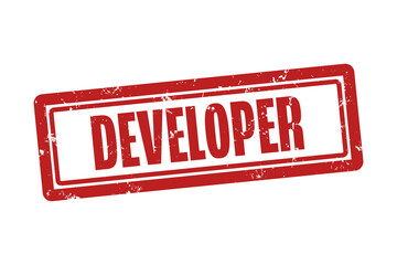 Developer. A red stamp isolated on white background.
