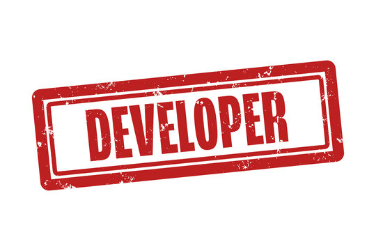 Developer. A red stamp isolated on white background.