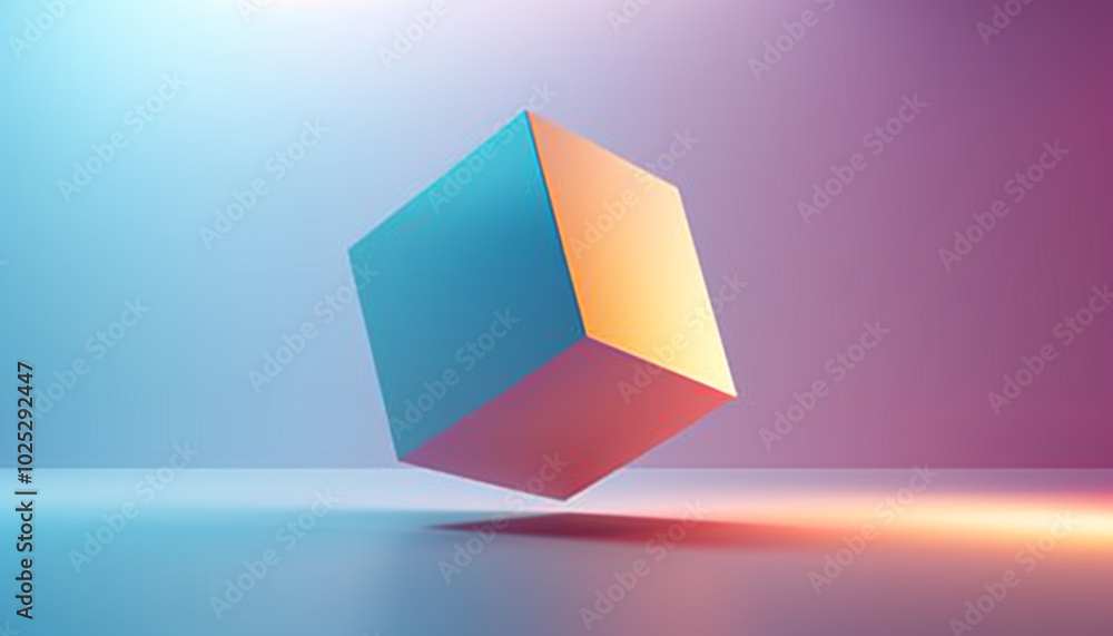 Poster floating 3d abstract shape on gradient background