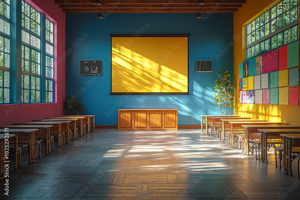Poster a classroom where students learn with ai-powered tools, symbolizing the future of education technolo