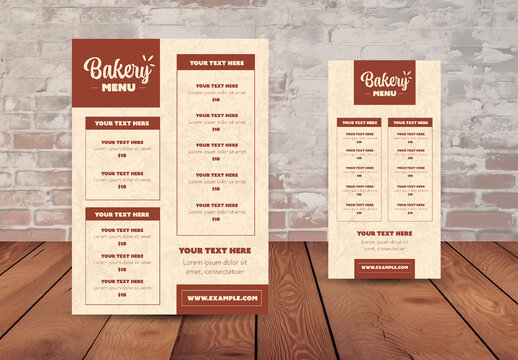 Beige And Brown Bakery Pastry Breakfast Rustic Menu Template