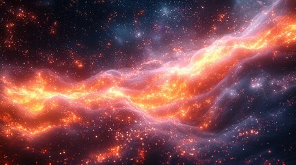 Fototapeta premium A breathtaking cosmic nebula shines in the universe with swirling clouds of glowing gases and countless stars visible in the cosmic landscape.