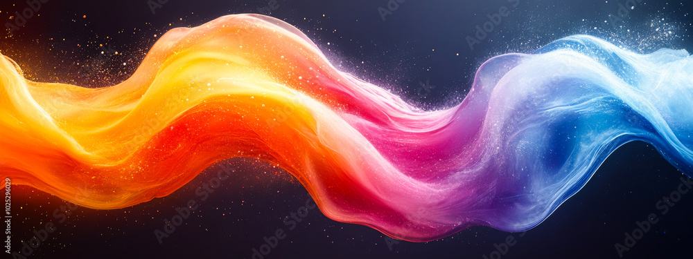 Wall mural a colorful wave of light with orange, yellow, blue, and purple colors. the colors are bright and vib