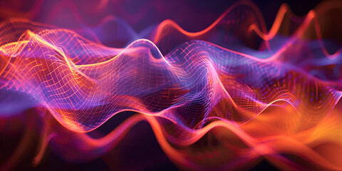 Fototapeta premium Vibrant abstract waves of light and energy, symbolizing futuristic technology, data flow, and scientific innovation in digital media. 