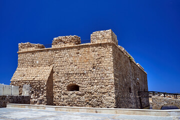 Ruins of a medieval stone castle in the port of Paphos