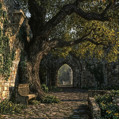 Fototapeta premium Echoes of Forgotten Realms. Generative AI