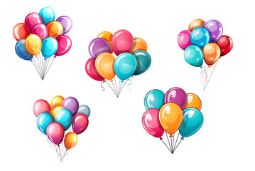 Obraz premium Transparant cheerful cartoon of bunch of birthday party balloons