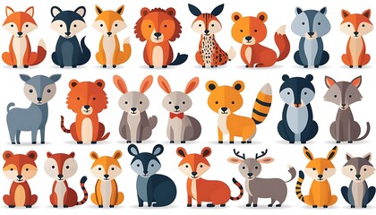  style group cat animal image, illustration background solid color ganaral art image.