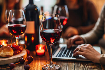 Immersing in the Virtual Atmosphere of a Wine Tasting Dinner: Enjoying Fine Wines and Culinary Delights with Friends or Colleagues through Laptop Video Conferencing