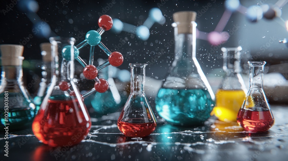 Poster bonding in a lab experiment with chemical substances, symbolizing connection in science