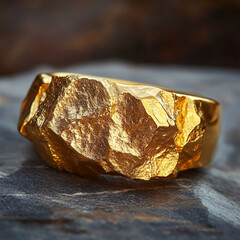 a piece of gold jewelry mans signet looking