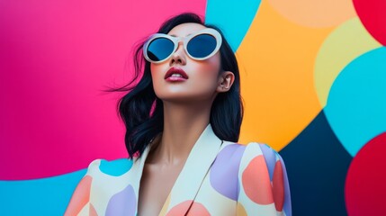 elegant an Asian woman with sunglasses and style generative ai