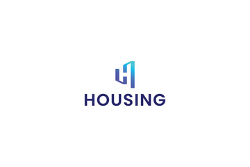Fototapeta premium Letter H minimal blue gradient colour real estate logo 