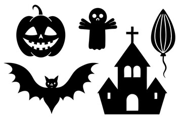 Retro Halloween Vector Art, Clipart, and Sublimation Set | Halloween Elements Icon Illustration