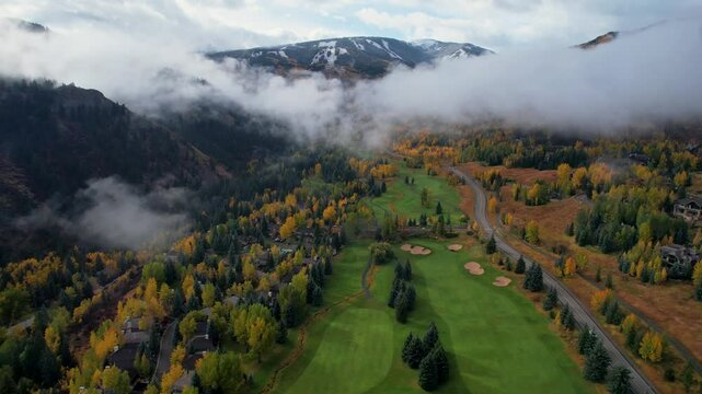 Beaver Creek Golf Course and Ski Resort Frosty Autumn Morning