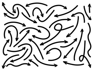 Hand drawn arrows collection Set simple flat arrows isolated on white background. Arrow mark icons and arrow paint. Stock vector. EPS10.