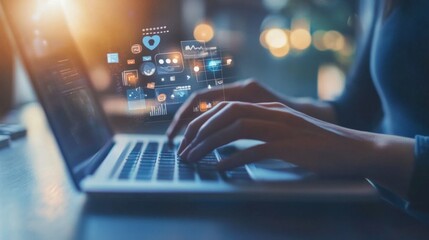 content marketing with one person using a laptop computer generative ai