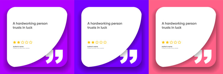 3D bubble testimonial banner, quote, infographic. Social media post template designs for quotes. Empty speech bubbles, quote bubbles and text box. Vector Illustration EPS10.