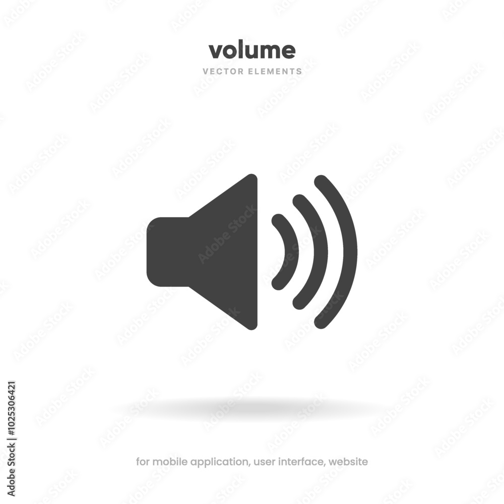 Aufkleber Speaker and sound icon. Computer voice icon. Megaphone and music icon. Sound pictogram. Musical note. Audio sign. UI UX element. Sound button. Audio system, noise with soft UI, push button.