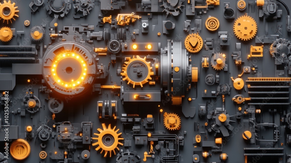 Poster Abstract 3D Rendering of Interconnected Gears and Mechanisms with Glowing Elements