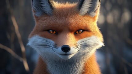 Fototapeta premium Fox, smirking at camera, funny expression, generative ai