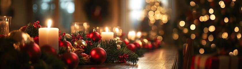 Beautifully Decorated Holiday Table with Candles