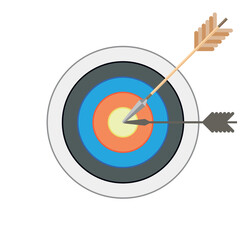dart target icon target icon.arrow hitting in the target center of dartboard. Modern flat style isolated on white background. Goal achieve or Business success concept. web site design, logo, app, UI