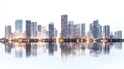 Obraz premium illuminated buildings reflecting in the water generative ai