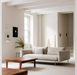 Minimalism modern living room in light colors