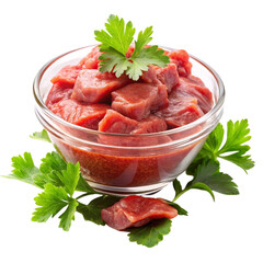 A delicious bowl of beef on transparent background