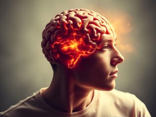 Obraz premium super intelligent human head with brain