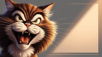 Expressive Angry Cat: A High-Resolution, Vibrant, and Detailed Illustration