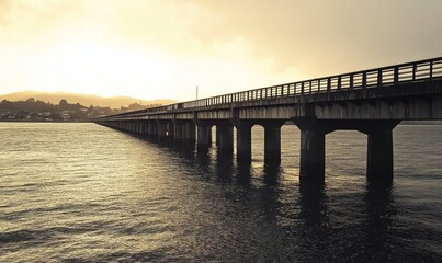 Obraz premium Bridge over the bay near the commercial port