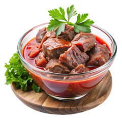 A delicious bowl of beef on transparent background