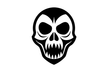 Vector Illustration of Scary Halloween Skull Icon on Transparent Background