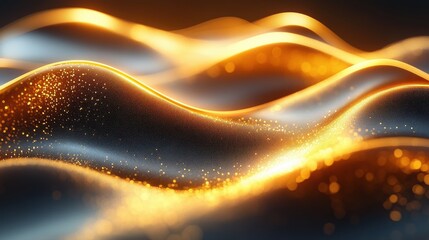 Golden Waves: Abstract Vista with Radiant Light and Texture