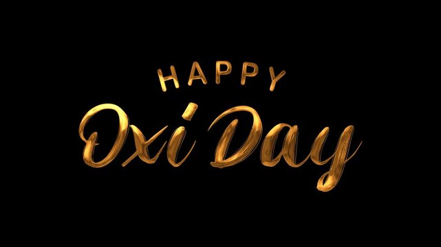 Happy Oxi Day Text Animation on Gold Color. Great for Oxi Day Celebrations, for banner, social media feed wallpaper stories.