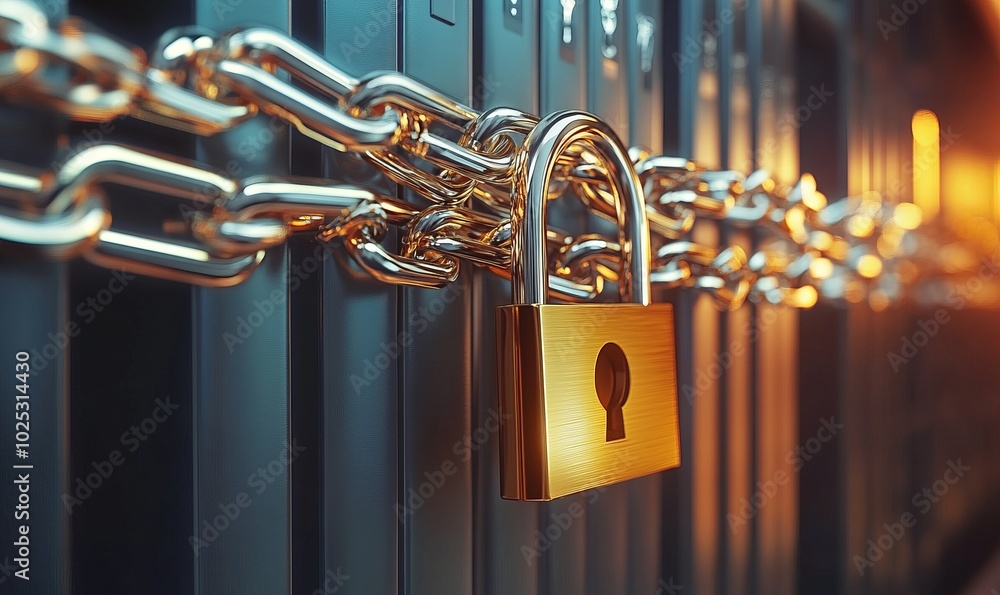 Poster chain and padlock around encrypted file folder