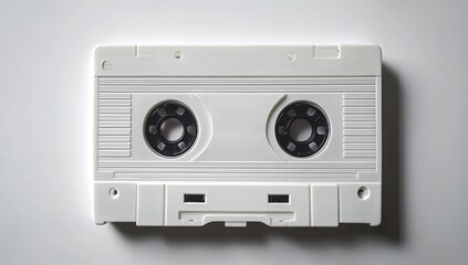 Obraz premium Close-up of white cassette tape isolated on white background 