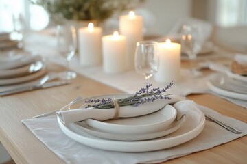 Minimalist Thanksgiving Table Setting: Clean, Simple White Ceramic Plates with Stainless Steel Cutlery