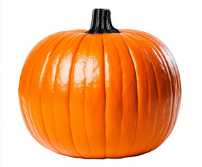 Obraz premium Vibrant orange pumpkin on a white background, perfect for autumn. Ideal for halloween and fall decorations, symbolizing harvest and nature