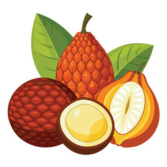 Vector illustration, Salak fruit isolated on a white background.