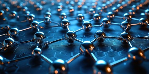Close-up view of graphene sheet with one-atom-thick layer of carbon atoms arranged in hexagonal lattice, graphene
