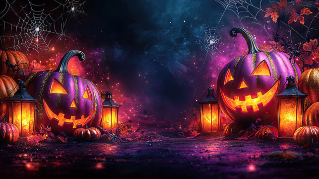 Vibrant Lantern Halloween Backdrop