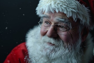 Obraz premium Authentic Santa Claus in classic red suit spreading Christmas joy and nostalgia with festive holiday spirit