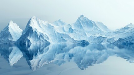 Serene abstract icy landscape reflection creating a tranquil and ethereal atmosphere for versatile commercial use