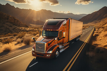 Sunset Aerial of Freightliner Truck