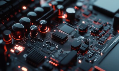 Macro shot of black computer equipment